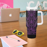 Purple Aotearoa Mangopare Kowhaiwhai and Niho Taniwha Tumbler With Handle Maori New Zealand LT14 - Polynesian Pride