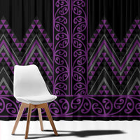 Purple Aotearoa Mangopare Kowhaiwhai and Niho Taniwha Window Curtain Maori New Zealand LT14 - Polynesian Pride