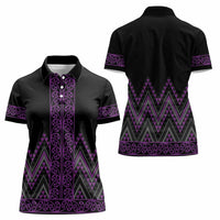 Purple Aotearoa Mangopare Kowhaiwhai and Niho Taniwha Women Polo Shirt Maori New Zealand LT14 - Polynesian Pride