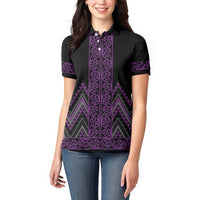 Purple Aotearoa Mangopare Kowhaiwhai and Niho Taniwha Women Polo Shirt Maori New Zealand LT14 - Polynesian Pride