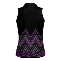 Purple Aotearoa Mangopare Kowhaiwhai and Niho Taniwha Women Sleeveless Polo Shirt Maori New Zealand LT14 - Polynesian Pride