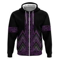 Purple Aotearoa Mangopare Kowhaiwhai and Niho Taniwha Zip Hoodie Maori New Zealand LT14 Zip Hoodie Purple - Polynesian Pride