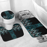 Paua Shell Aotearoa Mangopare Kowhaiwhai Niho Taniwha Bathroom Set Maori New Zealand LT14 Mat Set Only (3 pcs) One Size Turquoise - Polynesian Pride