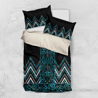 Paua Shell Aotearoa Mangopare Kowhaiwhai and Niho Taniwha Bedding Set Maori New Zealand LT14 US Twin 172cm x 218cm Turquoise - Polynesian Pride