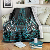 Paua Shell Aotearoa Mangopare Kowhaiwhai and Niho Taniwha Blanket Maori New Zealand LT14 Turquoise - Polynesian Pride