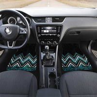 Paua Shell Aotearoa Mangopare Kowhaiwhai and Niho Taniwha Car Mats Maori New Zealand LT14 Set 2pcs - Front Turquoise - Polynesian Pride
