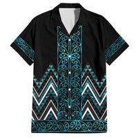 Paua Shell Aotearoa Mangopare Kowhaiwhai and Niho Taniwha Family Matching Off The Shoulder Long Sleeve Dress and Hawaiian Shirt Maori New Zealand LT14 Dad's Shirt - Short Sleeve Turquoise - Polynesian Pride