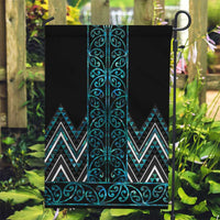 Paua Shell Aotearoa Mangopare Kowhaiwhai and Niho Taniwha Garden Flag Maori New Zealand LT14 Garden Flag Turquoise - Polynesian Pride
