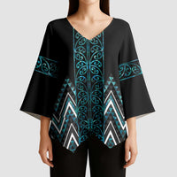 Paua Shell Aotearoa Mangopare Kowhaiwhai Niho Taniwha Kimono Sleeve Blouse Maori New Zealand LT14 - Polynesian Pride