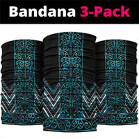Paua Shell Aotearoa Mangopare Kowhaiwhai Niho Taniwha Neck Gaiter Maori New Zealand LT14 package One Size: 25*50cm Turquoise - Polynesian Pride