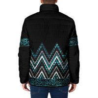 Paua Shell Aotearoa Mangopare Kowhaiwhai Niho Taniwha Padded Jacket Maori New Zealand LT14 - Polynesian Pride