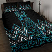 Paua Shell Aotearoa Mangopare Kowhaiwhai and Niho Taniwha Quilt Bed Set Maori New Zealand LT14 Turquoise - Polynesian Pride