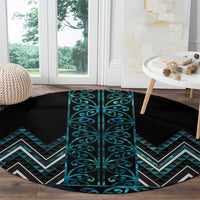 Paua Shell Aotearoa Mangopare Kowhaiwhai and Niho Taniwha Round Carpet Maori New Zealand LT14 - Polynesian Pride