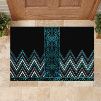 Paua Shell Aotearoa Mangopare Kowhaiwhai and Niho Taniwha Rubber Doormat Maori New Zealand LT14 Turquoise - Polynesian Pride