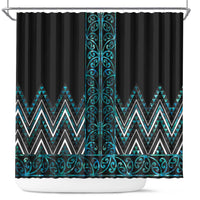 Paua Shell Aotearoa Mangopare Kowhaiwhai and Niho Taniwha Shower Curtain Maori New Zealand LT14 Turquoise - Polynesian Pride