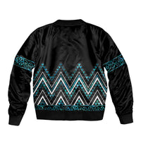 Paua Shell Aotearoa Mangopare Kowhaiwhai and Niho Taniwha Sleeve Zip Bomber Jacket Maori New Zealand LT14 - Polynesian Pride