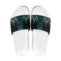 Paua Shell Aotearoa Mangopare Kowhaiwhai Niho Taniwha Slide Sandals Maori New Zealand LT14 Turquoise - Polynesian Pride