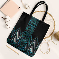 Paua Shell Aotearoa Mangopare Kowhaiwhai Niho Taniwha Tote Bag Maori New Zealand LT14 Black Strap One Size Turquoise - Polynesian Pride