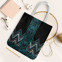 Paua Shell Aotearoa Mangopare Kowhaiwhai Niho Taniwha Tote Bag Maori New Zealand LT14 White Strap One Size Turquoise - Polynesian Pride