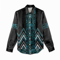 Paua Shell Aotearoa Mangopare Kowhaiwhai and Niho Taniwha Women Casual Shirt Maori New Zealand