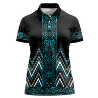 Paua Shell Aotearoa Mangopare Kowhaiwhai and Niho Taniwha Women Polo Shirt Maori New Zealand LT14 Female Turquoise - Polynesian Pride