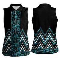 Paua Shell Aotearoa Mangopare Kowhaiwhai and Niho Taniwha Women Sleeveless Polo Shirt Maori New Zealand LT14 - Polynesian Pride