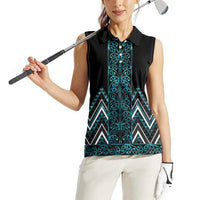 Paua Shell Aotearoa Mangopare Kowhaiwhai and Niho Taniwha Women Sleeveless Polo Shirt Maori New Zealand LT14 - Polynesian Pride
