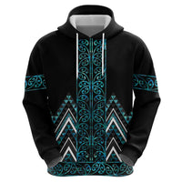 Paua Shell Aotearoa Mangopare Kowhaiwhai and Niho Taniwha Zip Hoodie Maori New Zealand LT14 - Polynesian Pride