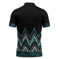 Paua Shell Aotearoa Mangopare Kowhaiwhai Niho Taniwha Zipper Polo Shirt Maori New Zealand LT14 - Polynesian Pride