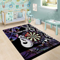 Personalised New Zealand Darts Area Rug Ngutukaka Manaia Taniko Luxury Purple - Polynesian Pride