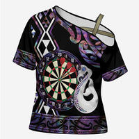 Personalised New Zealand Darts Cross Shoulder Shirt Ngutukaka Manaia Taniko Luxury Purple LT14 Female Purple - Polynesian Pride