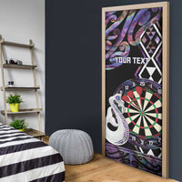 Personalised New Zealand Darts Door Cover Ngutukaka Manaia Taniko Luxury Purple LT14 - Polynesian Pride