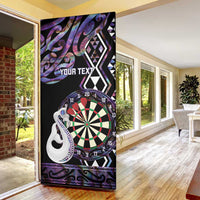 Personalised New Zealand Darts Door Cover Ngutukaka Manaia Taniko Luxury Purple LT14 - Polynesian Pride