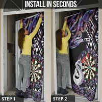 Personalised New Zealand Darts Door Cover Ngutukaka Manaia Taniko Luxury Purple LT14 - Polynesian Pride