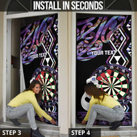 Personalised New Zealand Darts Door Cover Ngutukaka Manaia Taniko Luxury Purple LT14 - Polynesian Pride