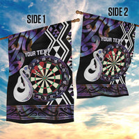Personalised New Zealand Darts Garden Flag Ngutukaka Manaia Taniko Luxury Purple LT14 - Polynesian Pride