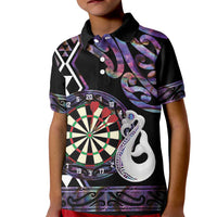 Personalised New Zealand Darts Kid Polo Shirt Ngutukaka Manaia Taniko Luxury Purple LT14 Kid Purple - Polynesian Pride