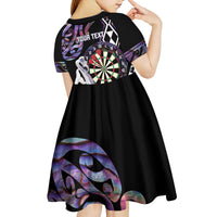 Personalised New Zealand Darts Kid Short Sleeve Dress Ngutukaka Manaia Taniko Luxury Purple LT14 - Polynesian Pride
