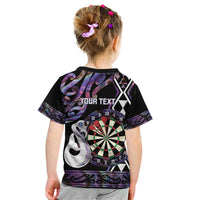 Personalised New Zealand Darts Kid T Shirt Ngutukaka Manaia Taniko Luxury Purple LT14 - Polynesian Pride