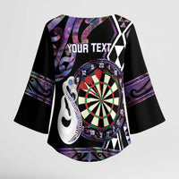 Personalised New Zealand Darts Kimono Sleeve Blouse Ngutukaka Manaia Taniko Luxury Purple LT14 - Polynesian Pride