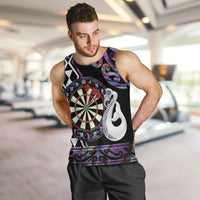 Personalised New Zealand Darts Men Tank Top Ngutukaka Manaia Taniko Luxury Purple LT14 Purple - Polynesian Pride
