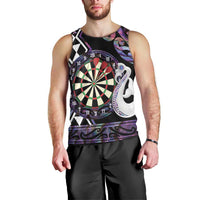 Personalised New Zealand Darts Men Tank Top Ngutukaka Manaia Taniko Luxury Purple LT14 - Polynesian Pride