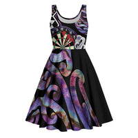 Personalised New Zealand Darts Midi Dress Ngutukaka Manaia Taniko Luxury Purple LT14 Purple - Polynesian Pride