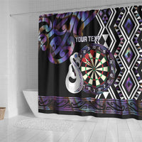 Personalised New Zealand Darts Shower Curtain Ngutukaka Manaia Taniko Luxury Purple LT14 - Polynesian Pride