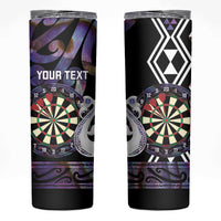 Personalised New Zealand Darts Skinny Tumbler Ngutukaka Manaia Taniko Luxury Purple LT14 Purple - Polynesian Pride