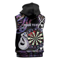 Personalised New Zealand Darts Sleeveless Hoodie Ngutukaka Manaia Taniko Luxury Purple LT14 - Polynesian Pride