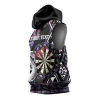 Personalised New Zealand Darts Sleeveless Hoodie Ngutukaka Manaia Taniko Luxury Purple LT14 - Polynesian Pride