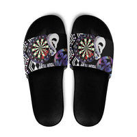 Personalised New Zealand Darts Slide Sandals Ngutukaka Manaia Taniko Luxury Purple LT14 Purple - Polynesian Pride