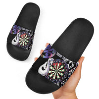 Personalised New Zealand Darts Slide Sandals Ngutukaka Manaia Taniko Luxury Purple LT14 - Polynesian Pride