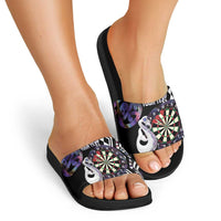 Personalised New Zealand Darts Slide Sandals Ngutukaka Manaia Taniko Luxury Purple LT14 - Polynesian Pride